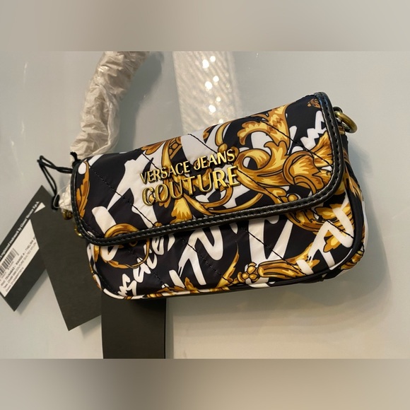 Versace Jeans Collection Black and Gold Crossbody Bag with Elegant Chain NWT - Picture 7 of 10